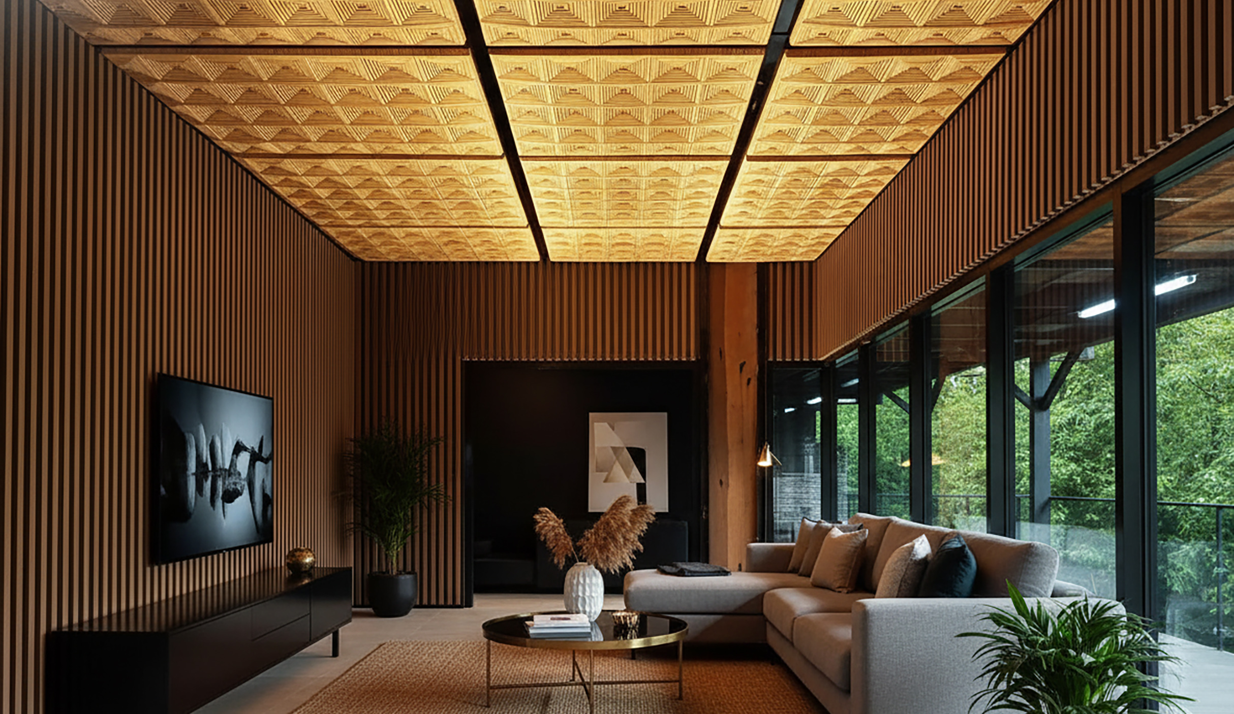 Living Room Plafon Rotan Sintetis